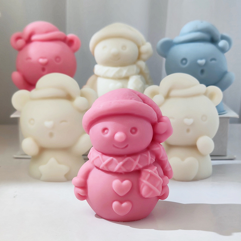 Candle Making Essentials - Christmas Snowman Silicone Mold 3D Santa
