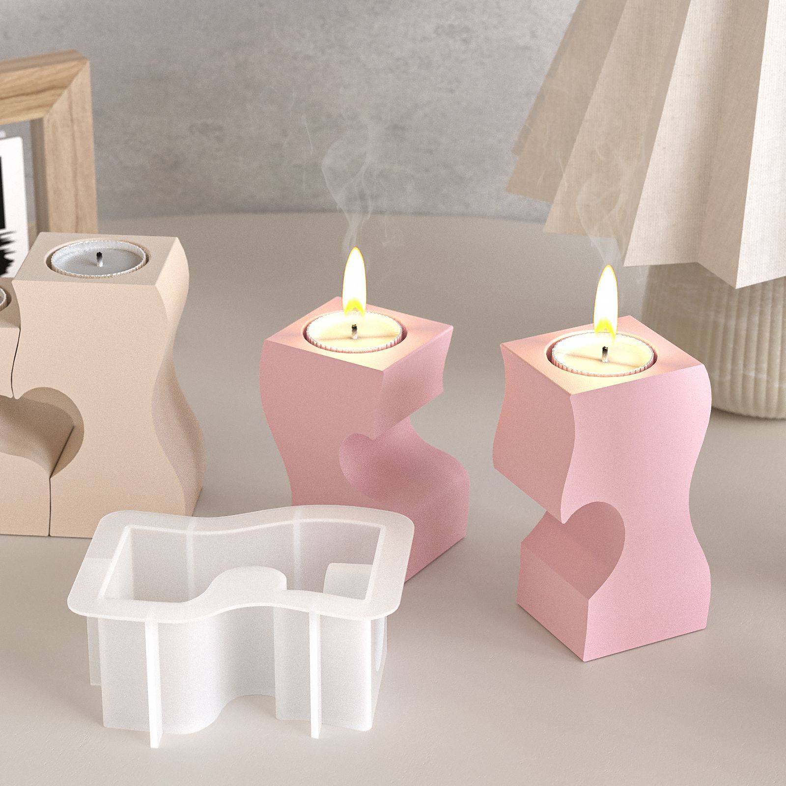 S Heart Candlestick Silicone M - Candle Making Process review and price